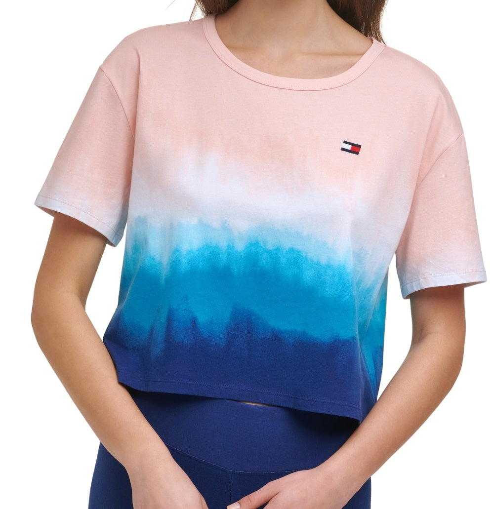 Tommy Hilfiger Women's Stretch Scoop Neck Active Wear T-Shirt Blue Size Medium
