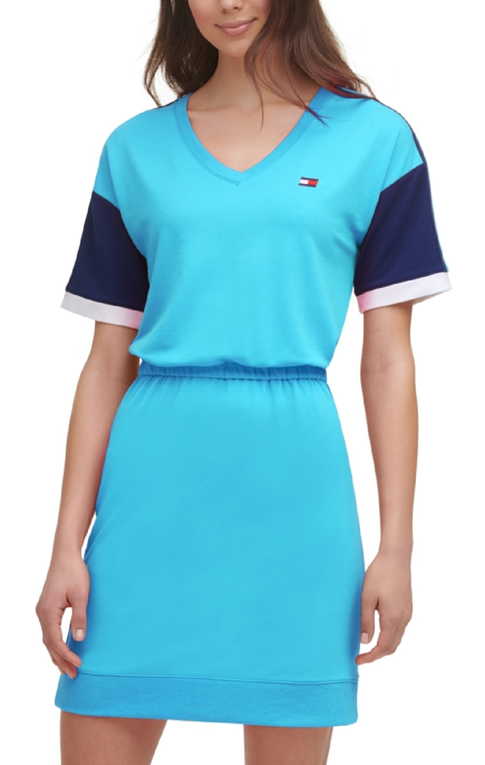 Tommy Hilfiger Women's Colorblocked Dress Blue Size Small