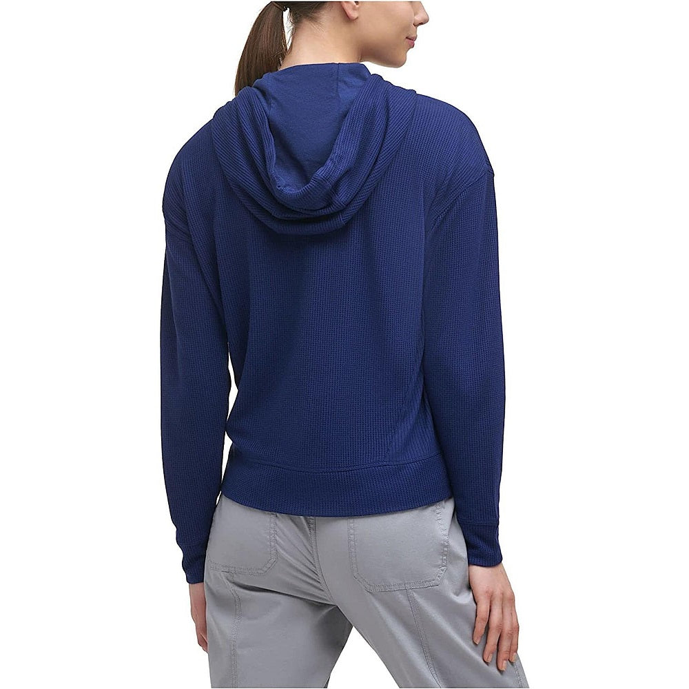 Tommy Hilfiger Women's Sport Waffle Knit Hoodie Blue Size X-Large