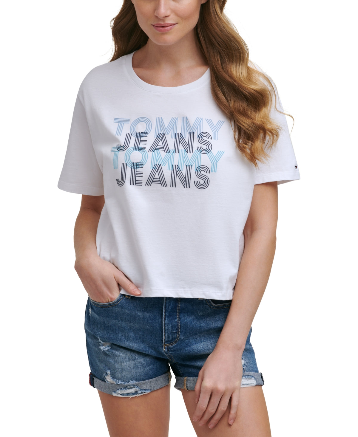 Tommy Jeans Women's Cotton Cropped White Size X-Large