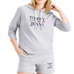 Tommy Jeans Women's Tie Ribbed Hem Cuffs And Side Seams Long Sleeve Hoodie Top Gray Size Medium