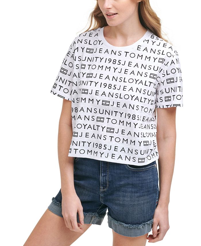 Tommy Jeans Women's Cotton Printed T-Shirt White Size X-Large