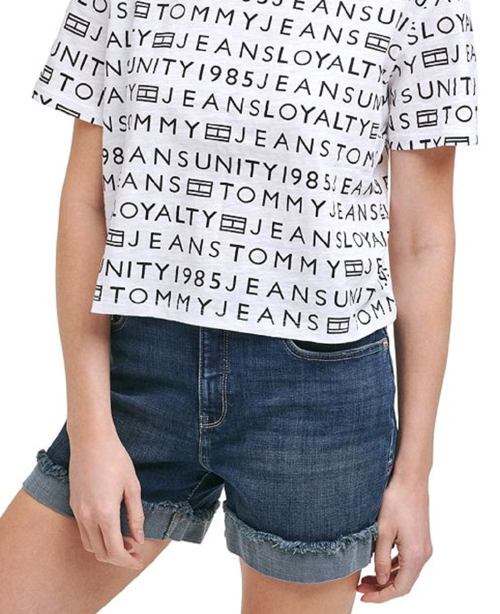 Tommy Jeans Women's Cotton Printed T-Shirt White Size X-Large