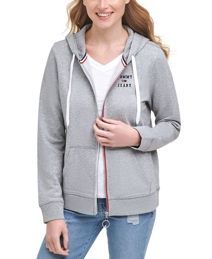 Tommy Jeans Women's Logo Zip Hoodie Gray Size X-Small