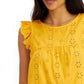 Tommy Hilfiger Women's Ruffled Eyelet Tie Keyhole Back Sleeveless Crew Neck Top Yellow Size X-Large