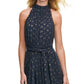 Tommy Hilfiger Women's Glitter Dot Mock Neck Dress Blue Size 4