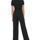Tommy Hilfiger Women's Collared Belted Jumpsuit Black Size 2