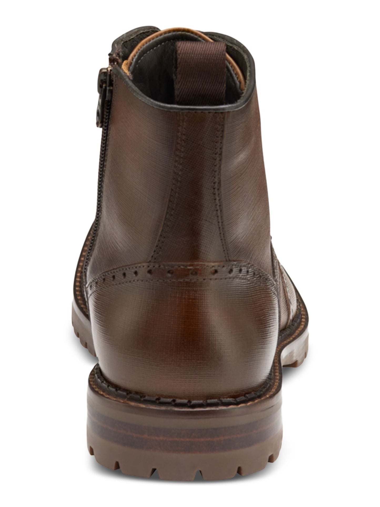 Johnston & Murphy Men's Garrison Wingtip Side Zipper Boot Brown Size 11.5 M