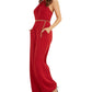 GUESS Women's Madeline Chain Embellished Halter Jumpsuit Red Size X-Large