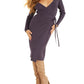 GUESS Women's Everly Long Sleeve Wrap Sweater Dress Navy Space Size Medium