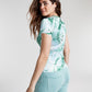 GUESS Women's Marble Print Logo T-Shirt Green Size Medium