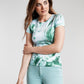 GUESS Women's Marble Print Logo T-Shirt Green Size Medium