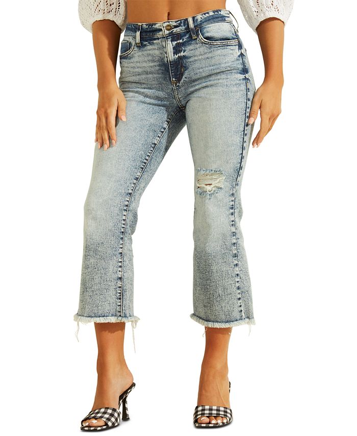 GUESS Women's Ayla Kick Flare Crop Jeans Blue Size 31