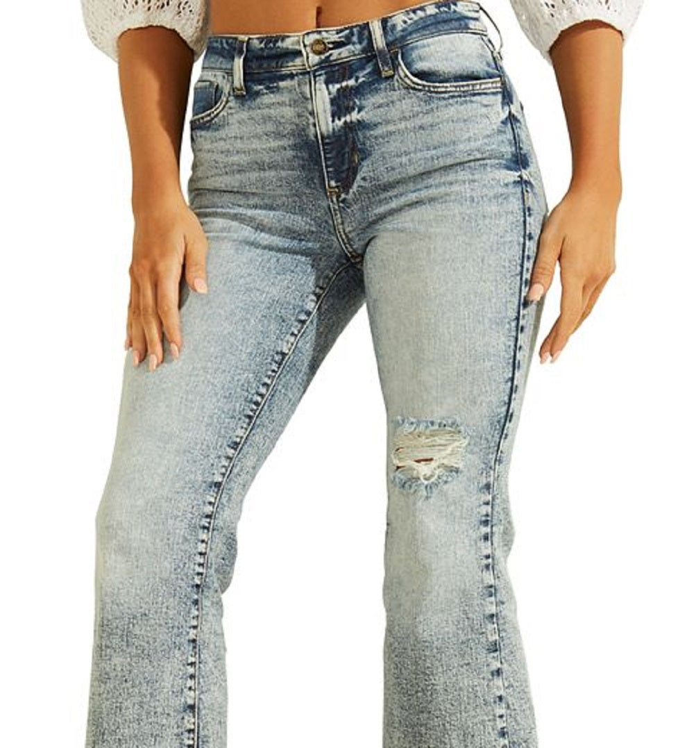 GUESS Women's Ayla Kick Flare Crop Jeans Blue Size 31