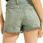 GUESS Women's Stretch Zippered Pocketed Frayed Hem Denim Mom High Waist Shorts Green Size 29