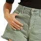 GUESS Women's Stretch Zippered Pocketed Frayed Hem Denim Mom High Waist Shorts Green Size 29