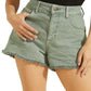 GUESS Women's Stretch Zippered Pocketed Frayed Hem Denim Mom High Waist Shorts Green Size 29