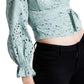 GUESS Women's Kamy Eyelet Wrap Blouse Green Size X-Large