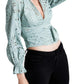 GUESS Women's Kamy Eyelet Wrap Blouse Green Size Large