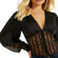 GUESS Women's Amira Lace Corset Blouse Black Size Large