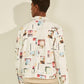 GUESS Men's Collage Print Denim Jacket White Size Large