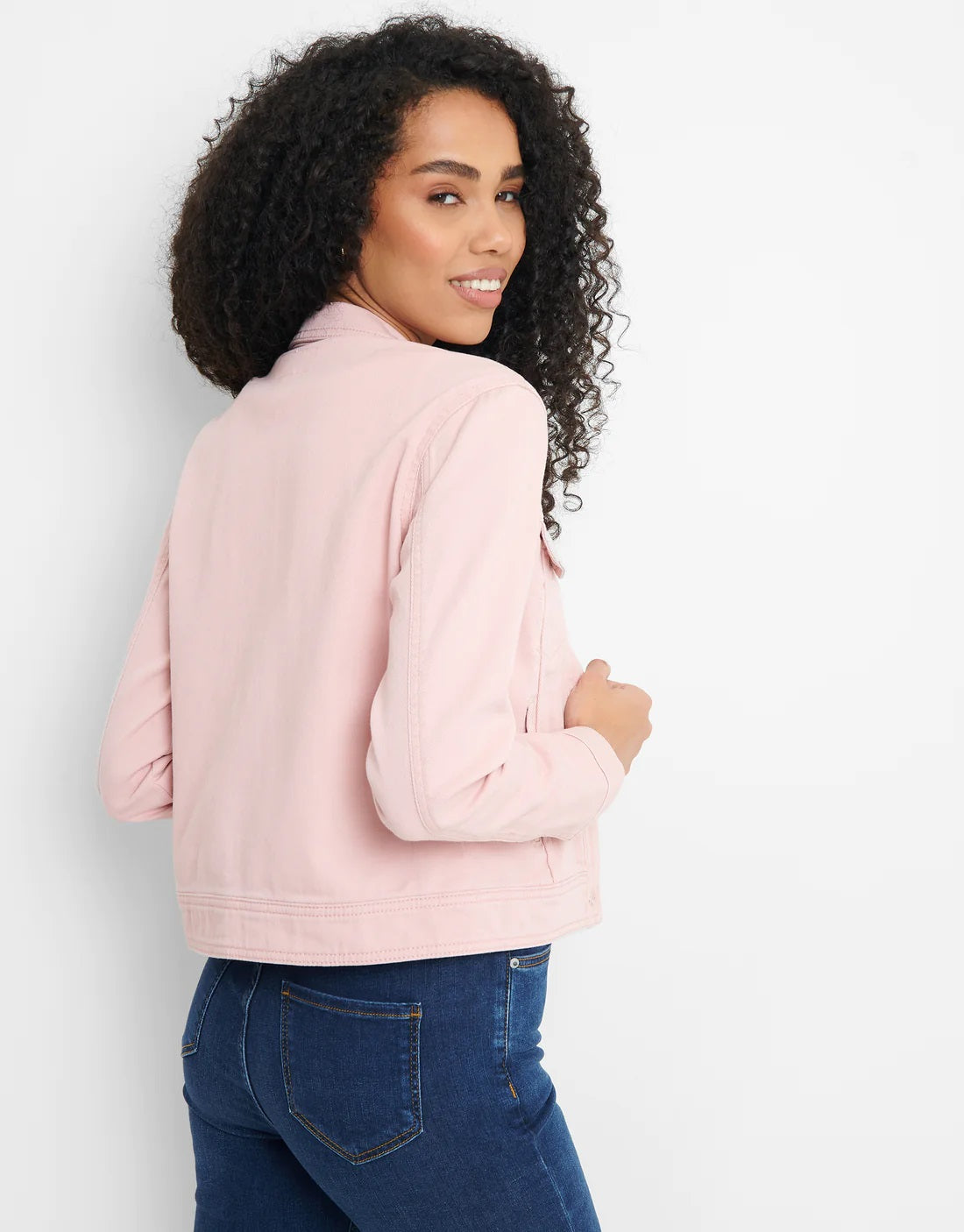 GUESS Women's Stevie Denim Trucker Jacket Pink Size Small