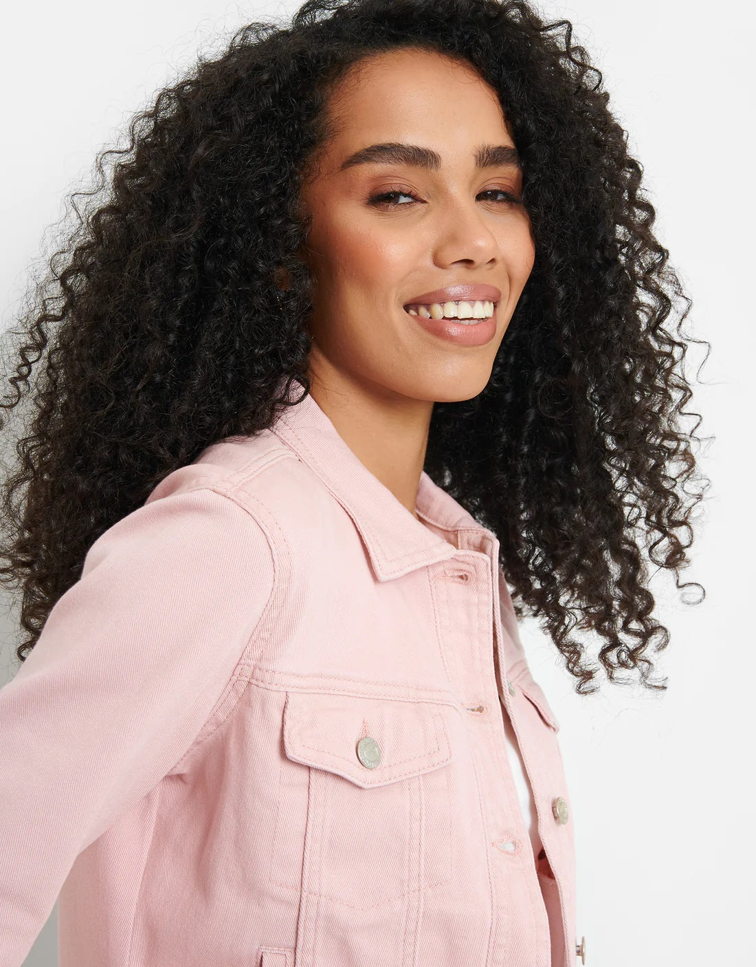 GUESS Women's Stevie Denim Trucker Jacket Pink Size Small