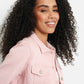 GUESS Women's Stevie Denim Trucker Jacket Pink Size Large