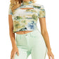 GUESS Women's Gwen Cutout Top Green Size Small