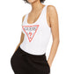 GUESS Women's Classic Triangle Logo Bodysuit White Size Large