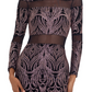 Betsy & Adam Women's Sequin Tapestry Long Sleeve Sheath Gown Black Size 14