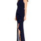 Betsy & Adam Women's Scuba Crepe Ruffle Gown Black Size 14
