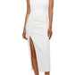 Betsy & Adam Women's One Shoulder Midi Dress White Size 4
