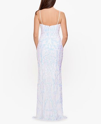 Betsy & Adam Women's Sequinned Gown White Size 6