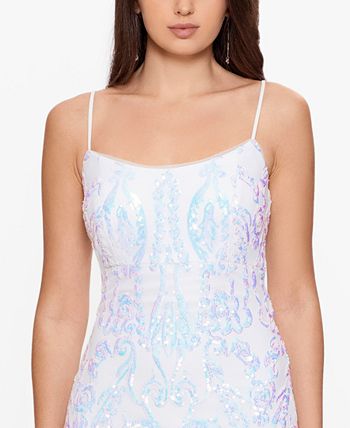 Betsy & Adam Women's Sequinned Gown White Size 6