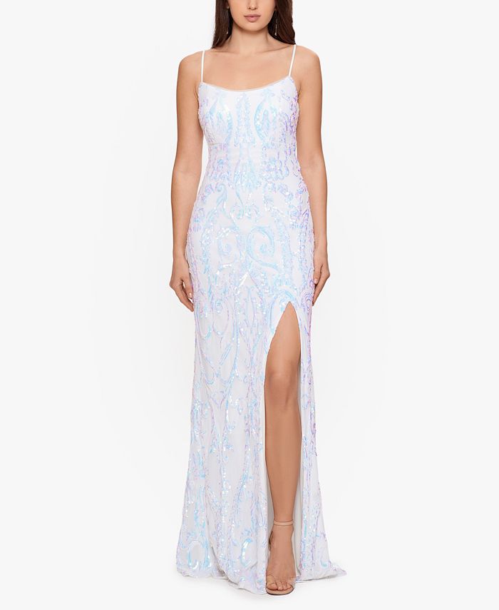 Betsy & Adam Women's Sequinned Gown White Size 8