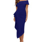 Betsy & Adam Women's Off The Shoulder Ruffle Dress Blue Size 12