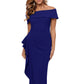 Betsy & Adam Women's Off The Shoulder Ruffle Dress Blue Size 12