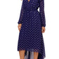 Betsy & Adam Women's Clip Dot Midi Dress Purple Size 6