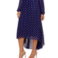 Betsy & Adam Women's Clip Dot Midi Dress Purple Size 6