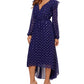 Betsy & Adam Women's Clip Dot Midi Dress Blue Size 8