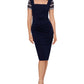 Betsy & Adam Women's Square Neck Embellished Dress Blue Size 12
