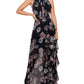 Betsy & Adam Women's Ruffled Halter Gown Black Size 4