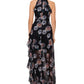 Betsy & Adam Women's Ruffled Halter Gown Black Size 4