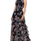 Betsy & Adam Women's Ruffled Halter Gown Black Size 10