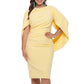 Betsy & Adam Women's Ruched Cape Dress Yellow Size Petite Small