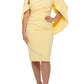 Betsy & Adam Women's Ruched Cape Dress Yellow Size 18W