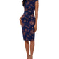 Betsy & Adam Women's Foil Print Sheath Dress Blue Size 10