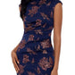 Betsy & Adam Women's Foil Print Sheath Dress Blue Size 10