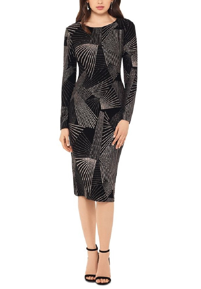 Betsy & Adam Women's Printed Sheath Dress Black Size 8Petite